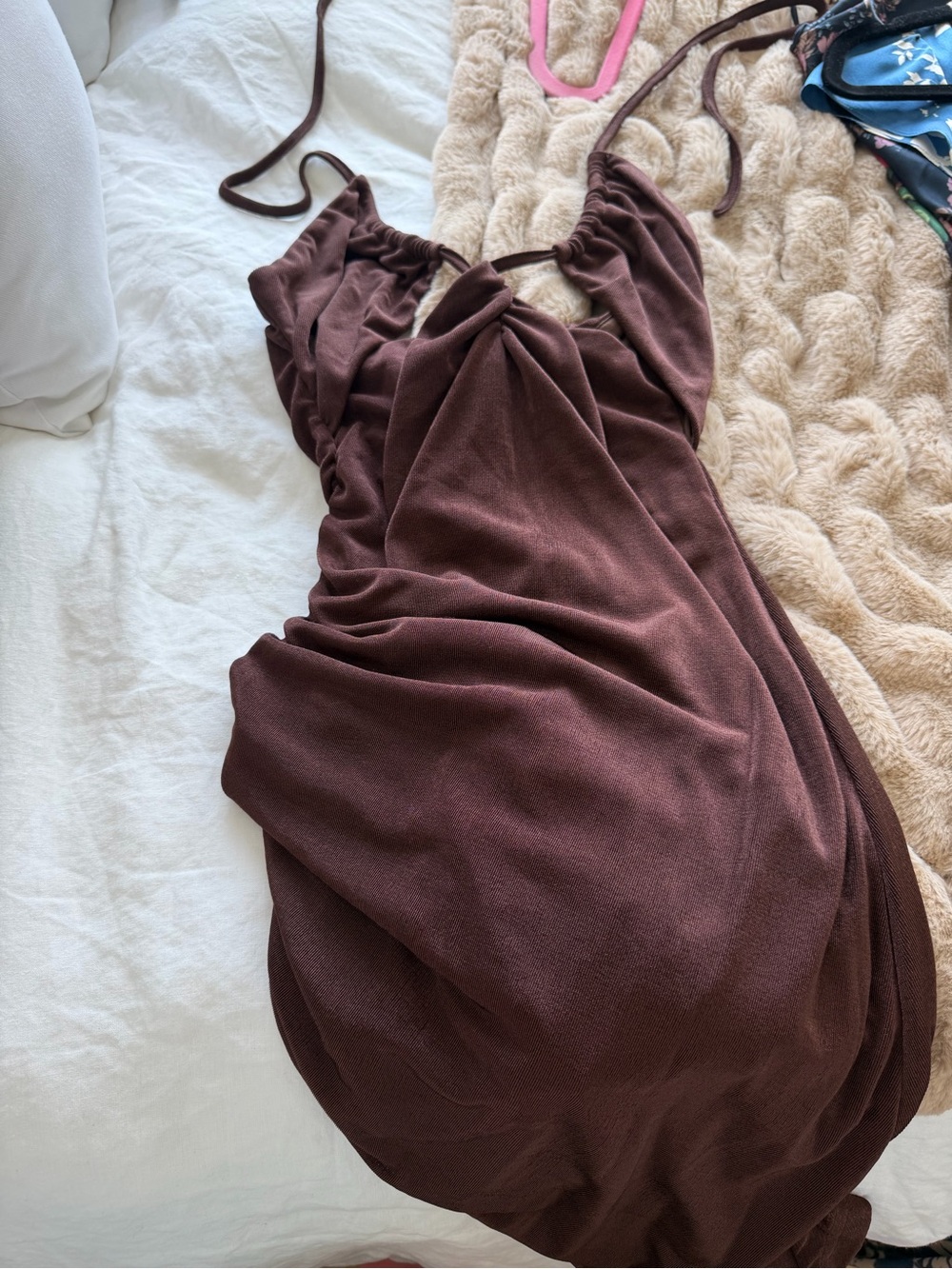 Brown Halter Midi Dress - Women's Sleeveless Summer Dress